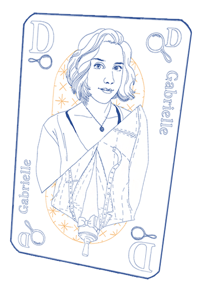 Une carte à jouer de l'Agence Pointillé qui représente Gabrielle